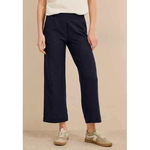 Stoffhose CECIL, Damen, Gr. XL, Länge 28, blau (universal blau), Stoff, 54% Polyester, 38% Baumwolle, 5% Viskose, 3% Elasthan, unifarben, casual, gerade knöchelfrei, Hosen, High Waist