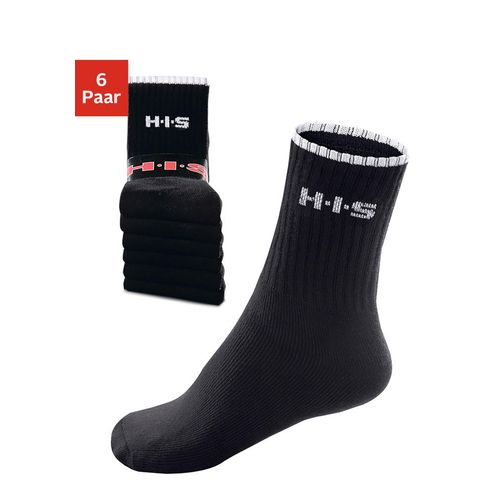 Sportsocken H.I.S, Damen, Gr. 47-48, schwarz, Baumwollmischung, Rippstruktur, elastisch, Socken, mit Frottee & verstärkten Belastungszonen, Topseller