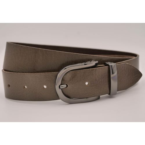Ledergürtel ANNAMATONI, Damen, Gr. 85, grau, Rindsleder, unifarben, casual, Gürtel, mit silberner Schließe