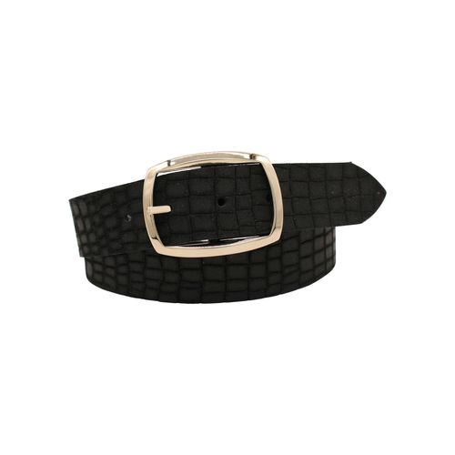 Ledergürtel ANNAMATONI, Damen, Gr. 85, schwarz, Leder, unifarben, Kroko-Optik, elegant,feminin,modisch, Gürtel