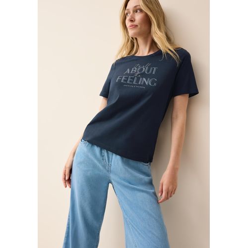 T-Shirt CECIL, Damen, Gr. M (40), blau (universal blau), Jersey, Obermaterial: 100% Baumwolle, casual, Rundhals, Kurzarm, Shirts