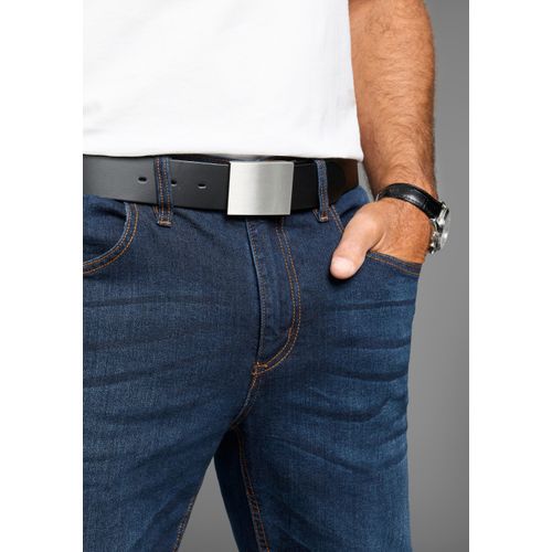 Koppelgürtel MAN'S WORLD, Herren, Gr. 1/35, schwarz, Rindsleder, unifarben, Gürtel, mit zeitloser mattsilberne Koppelschließe bis Gr. 135 - NEW