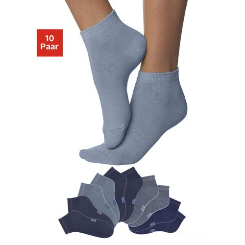 Kurzsocken H.I.S, Damen, Gr. 39-42, blau (marine, jeans, dunkelblau), Polyamid, Baumwolle, Elasthan, unifarben, elastisch, Socken, mit verstärkter Ferse und Spitze