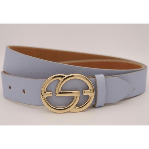 Ledergürtel ANNAMATONI, Damen, Gr. 105, blau (sky), Rindsleder, unifarben, casual, Gürtel, mit goldener Schließe