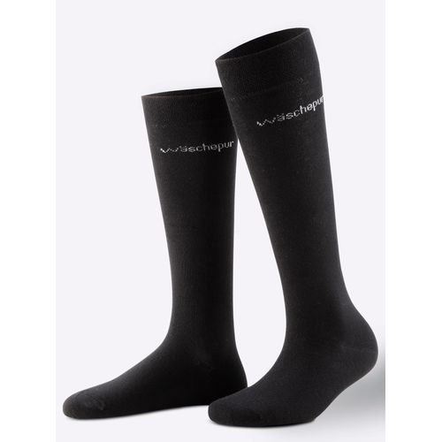 Kniestrümpfe WÄSCHEPUR, Damen, Gr. 1 = 35-38, schwarz, 78% Baumwolle, 20% Polyamid, 2% Elasthan, Socken