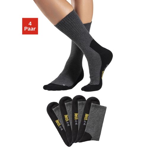 Tennissocken BENCH., Herren, Gr. 47-48, grau (4x anthrazit meliert), Baumwollmischung, uni und meliert, elastisch, Socken, mit Fußfrottee