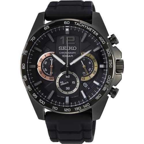 Chronograph SEIKO, schwarz, Armbanduhren, Herren, Armbanduhr, Quarzuhr, Herrenuhr, Datum, Stoppfunktion