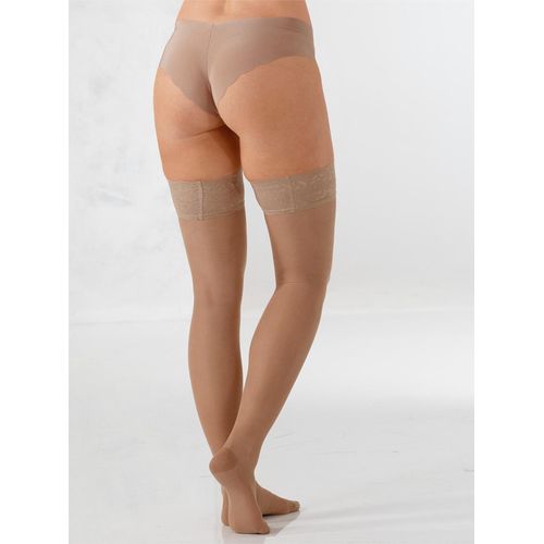 Halterlose Strümpfe SILCA, Damen, Gr. 4/40, 140 den, braun (camel), 83% Polyamid, 17% Elasthan, Socken