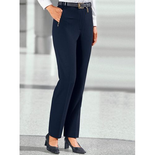 Bügelfaltenhose CLASSIC BASICS, Damen, Gr. 205, Extrakurzgrößen, blau (marine), 100% Polyester, unifarben, lang, Hosen