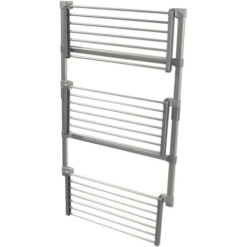 Wäscheständer RUCO, grau (aluminiumfarben), B:50cm H:135cm T:25cm, Aluminium, Kunststoff, Wäscheständer, für die Duschkabine, 9 m Trockenlänge