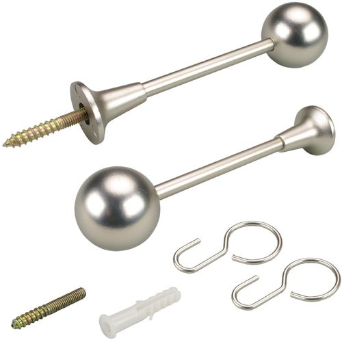 Raffhalter LIEDECO, braun (chromfarben, matt), Metall, Raffhalter, für Gardinenstangen Ø 16 mm