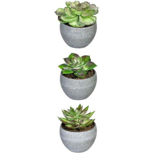 Künstliche Zimmerpflanze CREATIV GREEN "Sukkulenten", grün, H:9cm Ø:7,5cm, Kunststoff, Kunstpflanzen