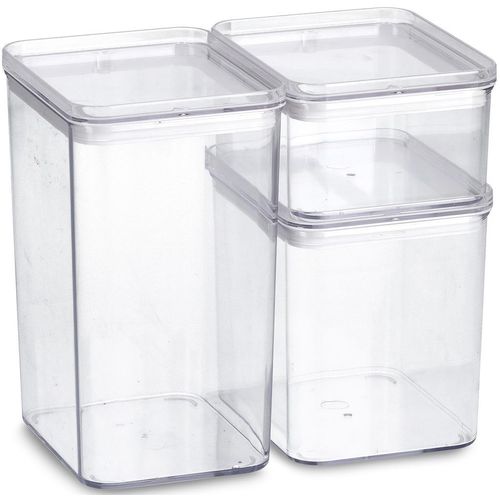 Vorratsdose ZELLER PRESENT, transparent, Kunststoff, Silikon, Lebensmittelaufbewahrungsbehälter, 3-teilig, stapelbar