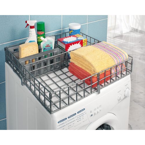 Organizer RUCO, grau, B:60cm H:12cm T:60cm, Kunststoff, Aufbewahrungsboxen, für die Waschmaschine, Kunststoff, inkl. 3 herausnehmbare Körbchen