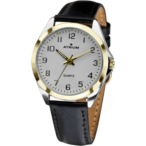 Quarzuhr ATRIUM, schwarz (schwarz, goldfarben, silberfarben), Armbanduhren, Damen, Armbanduhr, Damenuhr, Lederarmband