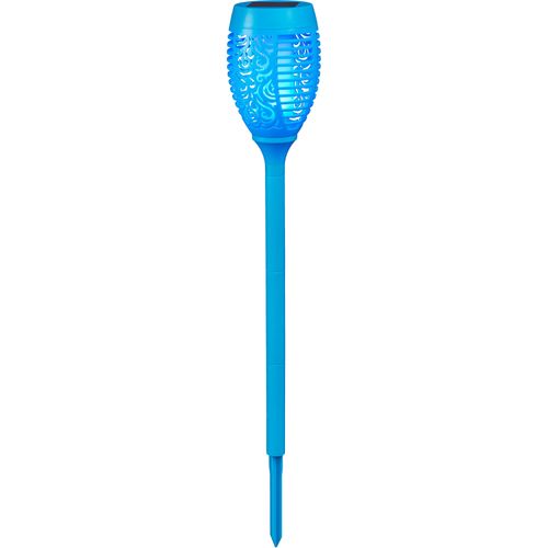 LED Gartenfackel BONETTI, blau (türkis), H:72cm, Lampen, LED Solar Gartenfackel mit realer Flamme