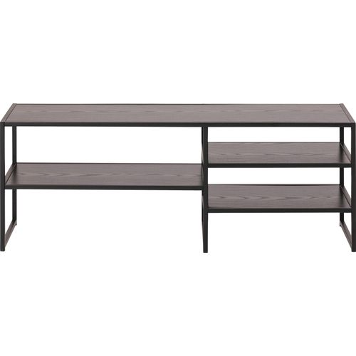 TV-Schrank ACTONA GROUP, schwarz (esche schwarz, matt schwarz), B:120cm H:46cm T:33cm, Melamin, Metall, Schränke, Metallgestell im Industrie-Look, 3 Einlegeböden, Breite 120 cm