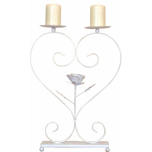 Kerzenständer HOME AFFAIRE, weiß, H:41cm Ø:6,5cm, Metall, Kerzenhalter, Kerzenhalter, für zwei Stumpenkerzen, aus Metall, Höhe ca. 41 cm