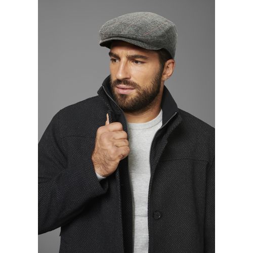 Schiebermütze MAN'S WORLD, Damen, grau (grau, schwarz), Web, Obermaterial: 50% Wolle, 50% Polyester. Futter: 100% Polyester. Wattierung: 100% Polyester, Hahnentrittmuster, gemustert, modisch,elegant, Mützen, stylischer Winter-Flatcap - wärmend gefütter - NEW