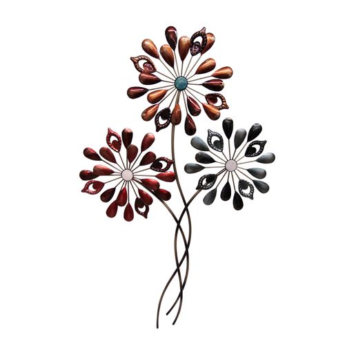 Wanddekoobjekt I.GE.A. "Blumen", bunt, B:42cm H:70cm T:4cm, Metall, Wanddekoobjekte