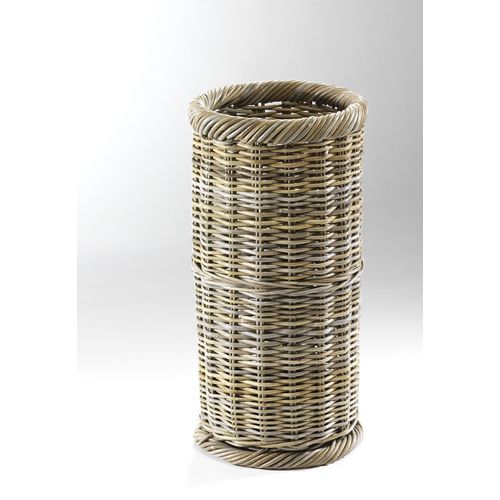 Schirmständer LOCKER, grau, B:56cm H:56cm T:56cm, Geflecht Rattan, Regenschirmständer, rund, Ø 28 cm, aus Rattan