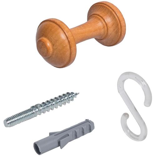 Raffhalter LIEDECO, braun (kirschbaumfarben), Materialmix, Raffhalter, Schalhalter 7 cm