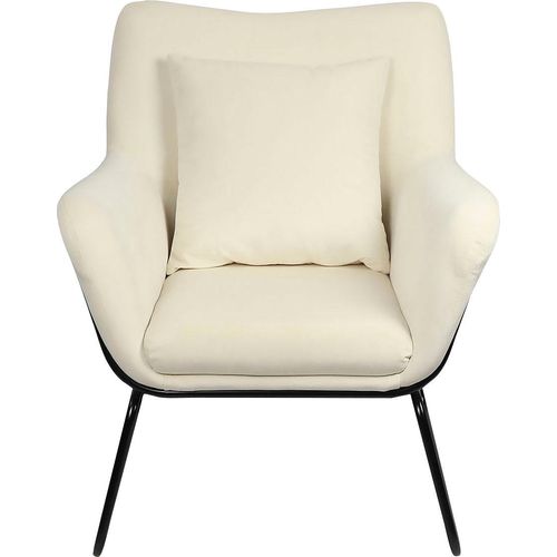 Relaxsessel SALESFEVER, beige (beige, schwarz), B:68cm H:82cm T:75cm, Samt (100% Polyester), Metall, Sessel, inklusive Rückenkissen