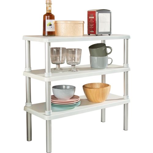 Küchenregal RUCO, grau (alu, weiß), B:55cm H:55cm T:23,5cm, Aluminium, Regale, mit 3 Etagen, Aluminium/Kunststoff