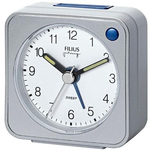Quarzwecker FILIUS ZEITDESIGN, silber (silberfarben), Wecker, Reisewecker, Schlafzimmer, Snooze, Beleuchtung, schleichende Sekunde