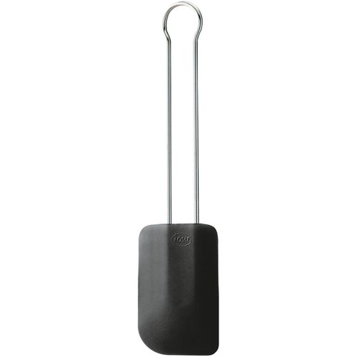 Teigschaber RÖSLE, silber (schwarz, silberfarben, länge 32 cm), B:7cm, Silikon, Küchenpaletten, Teigspachtel, Silikon, schwarz, Edelstahlgriff, spülmaschinengeeignet