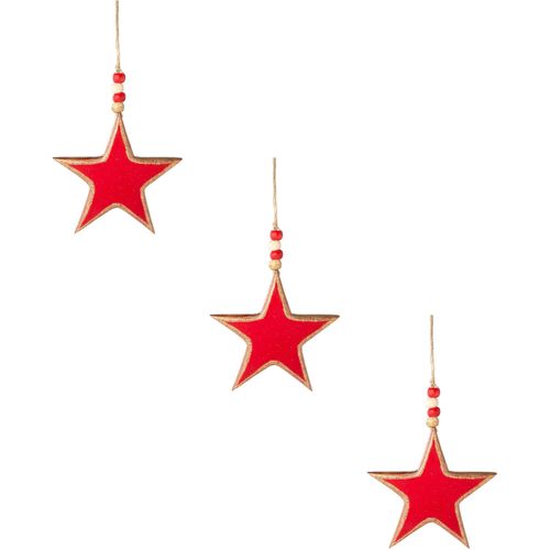 Dekostern CREATIV DECO, rot, B:15,00cm H:15,00cm T:1,00cm, Holzwerkstoff, Dekosterne, mit Metallic-Kante