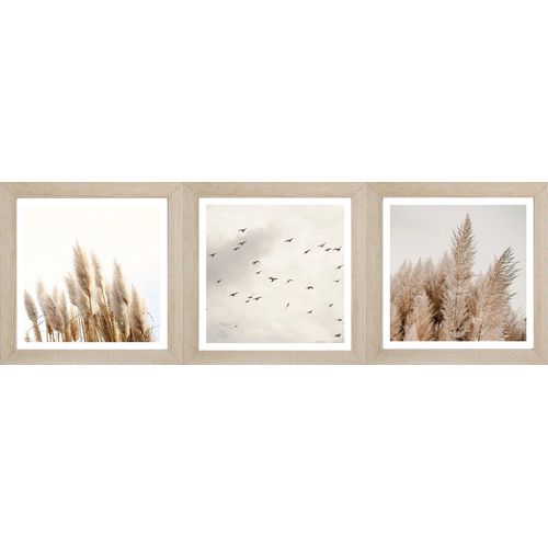 Bild mit Rahmen BÖNNINGHOFF, beige (farbe rahmen: holz, farbe bild(er): beige, weiß, braun), B:23cm H:23cm T:2,1cm, Papier, Bilder, BxH: 23x23 cm