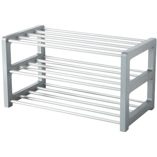 Schuhregal RUCO, silber (aluminiumfarben, silber), B:60cm H:33cm T:32cm, Aluminium, Regale, Aluminium, 3 Etagen für bis zu 9 Paar Schuhe