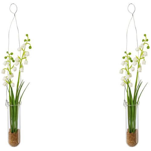 Kunstblume CREATIV GREEN "Maiglöckchen in Hängevase", weiß, B:4cm H:35cm, Kunststoff, Kunstpflanzen