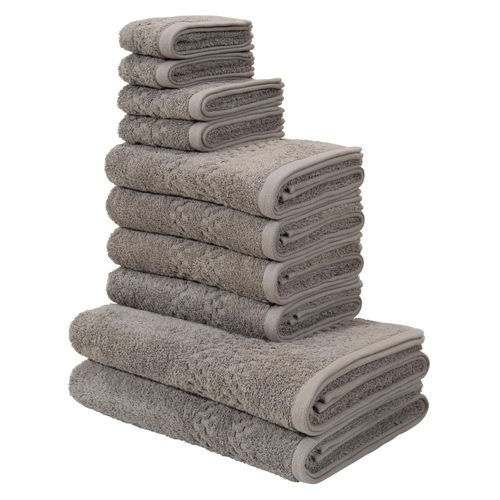 Handtuch Set MY HOME "Regona, als 10 tlg Set und Serie, Premium Handtücher, 500 gr/m²", grau, 10 tlg., Frottier, Frottier, Obermaterial: 100% Baumwolle, Handtuch-Sets, Duschtücher, Handtücher, Gästetücher, Seiftücher, 100% Baumwolle