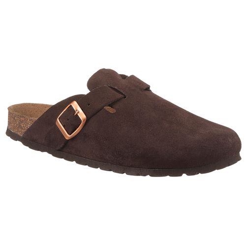 Clog ANISTON SHOES, Damen, Gr. 38, braun (dunkelbraun), Veloursleder, unifarben, klassisch, Schuhe, Hausschuh, Sommerschuh, mit ergonomischem Fußbett - NEUE KOLLEKTION
