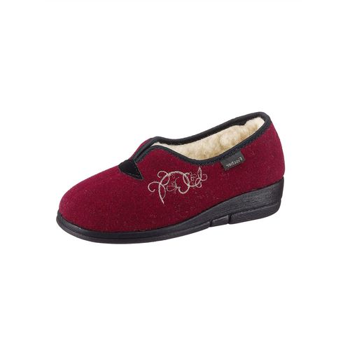 Hausschuh FISCHER, Damen, Gr. 41, rot (bordeaux), Textil, Schuhe
