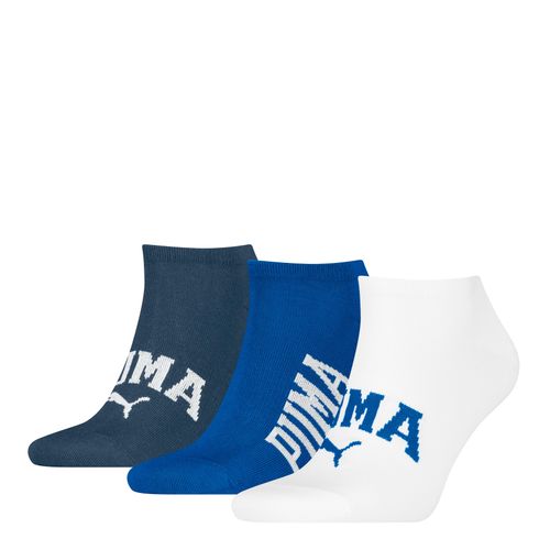 Sneakersocken PUMA, Herren, Gr. 39-42, blau (blau combo), Obermaterial: 63% Baumwolle, 19% Polyester, 15% Polyamid, 3% Elasthan, unifarben mit Farbeinsatz, Socken, mit verstärkter Ferse und Zehenbereich