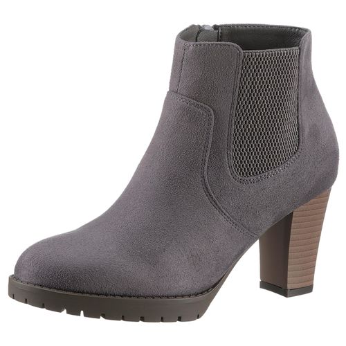 Stiefelette ANISTON SHOES, Damen, Gr. 40, grau, Textil, Veloursleder, elegant, Schuhe, Ankleboots mit seitlichem Stretcheinsatz - NEUE KOLLEKTION