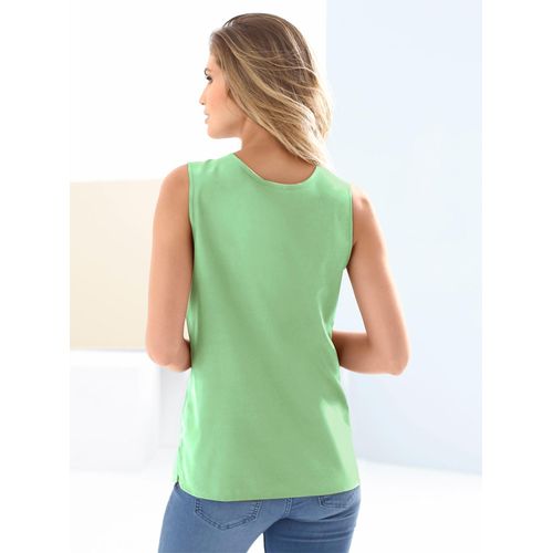 Blusentop CLASSIC BASICS, Damen, Gr. 50, grün (apfelgrün), 100% Polyester, unifarben, Rundhals, ohne Ärmel, Blusen