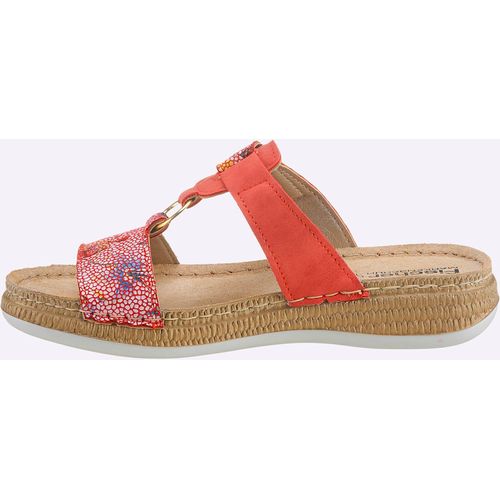 Pantolette FISCHER, Damen, Gr. 39, rot, Lederimitat, sportlich, Schuhe