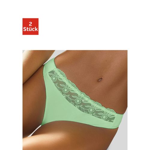 Slip NUANCE, Damen, Gr. 40/42, grün (hellgrün, weiß), Obermaterial: 92% Polyester, 8% Elasthan, Unterhosen, mit schöner Stickereispitze