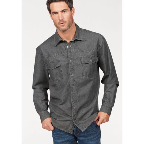 Jeanshemd ARIZONA, Herren, Gr. 47/48 (XXXL), N-Gr, grau, Jeans, Obermaterial: 100% Baumwolle, Basic, normal, Langarm mit Knöpfen, Hemden, Western Stil
