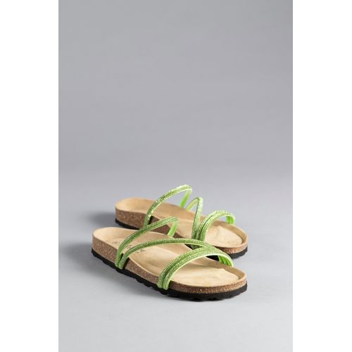 Pantolette ANISTON SHOES, Damen, Gr. 40, grün, Synthetik, modisch, Schuhe, Sommerschuh, Strandschuh, Glitzersteine - NEUE KOLLEKTION