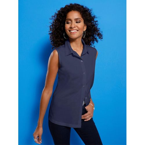 Blusentop CLASSIC BASICS, Damen, Gr. 38, blau (marine), 100% Baumwolle, unifarben, Blusen