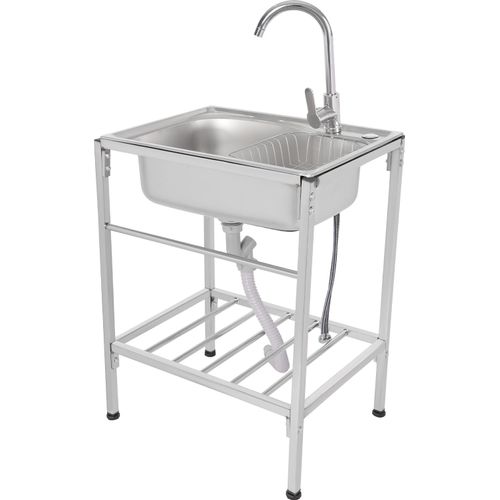 Edelstahlspüle freistehende Spüle mit Korb Spüle mit einer Schüssel mit Kalt- und Warmwasserhahn