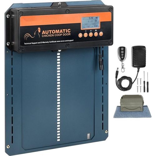 Automatischer Hühnerstall - Türgröße 21x26cm - Hühnerklappe mit IP44 Türöffner und Lichtsensor - Automatische Geflügelklappe aus Aluminiumlegierung - Stallöffner mit LCD-Display - Betriebstemperatur von -20 bis 60 °C.