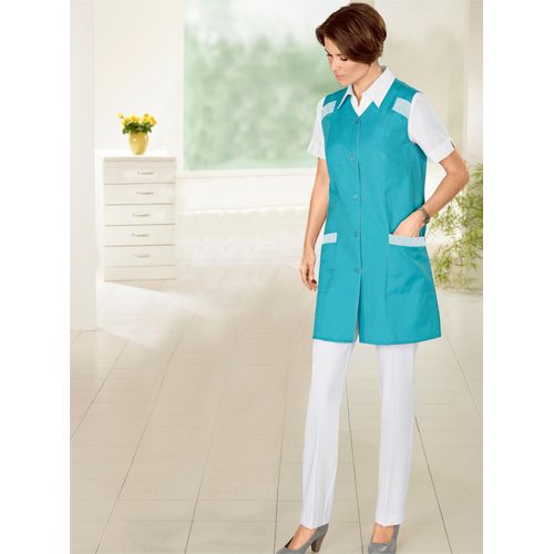 Kochschürze CLASSIC BASICS, Damen, Gr. 56, blau (türkis), Baumwollmischung, Polyester, Kunstfaser, Schürzen