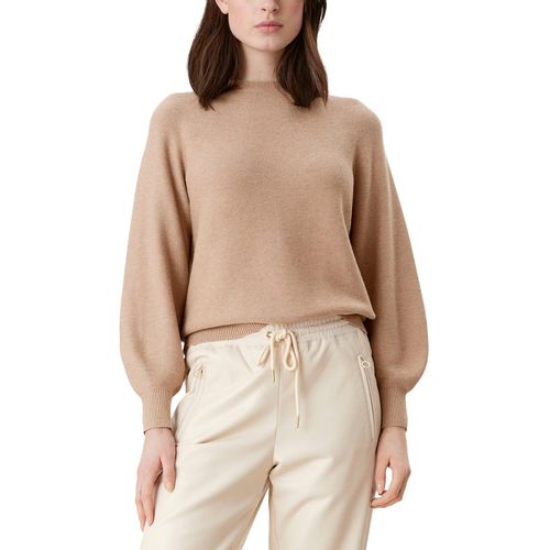 Rundhalspullover S.OLIVER, Damen, Gr. 34, beige (dunkles beige), Strick, Obermaterial: 60% Viskose, 20% Baumwolle, 20% Polyamid, unifarben, klassisch, regular fit hüftlang, Rundhals, Langarm weit,angeschnitten,Fledermausärmel Rippbündchen, Pullover, in Rechtsstrickoptik