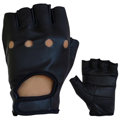 Motorradhandschuhe PROANTI Gr. L, schwarz, Handschuhe, L, Obermaterial: 100% Rindsleder. Innenfutter: 100% Polyester, fingerlose Chopper-Handschuhe aus Leder
